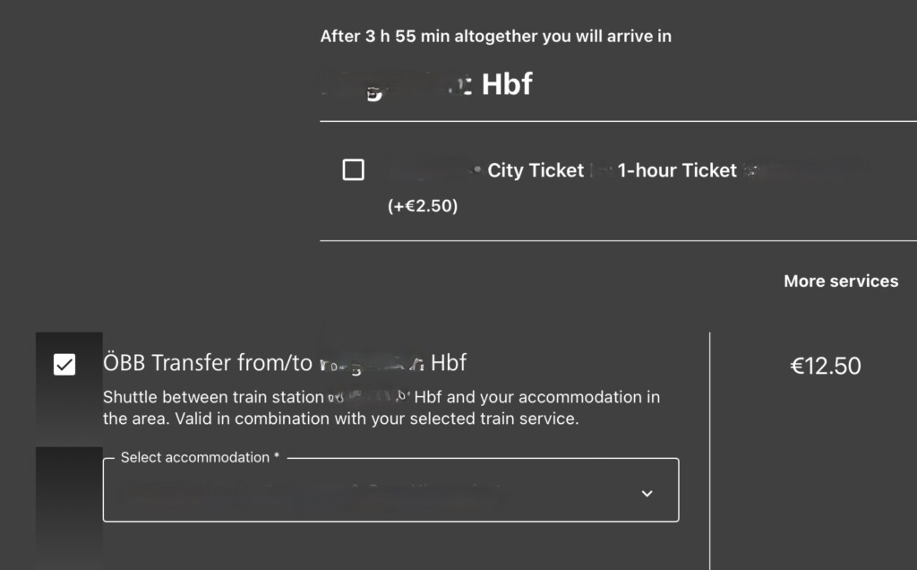 Screenshot vom ÖBB Ticketshop